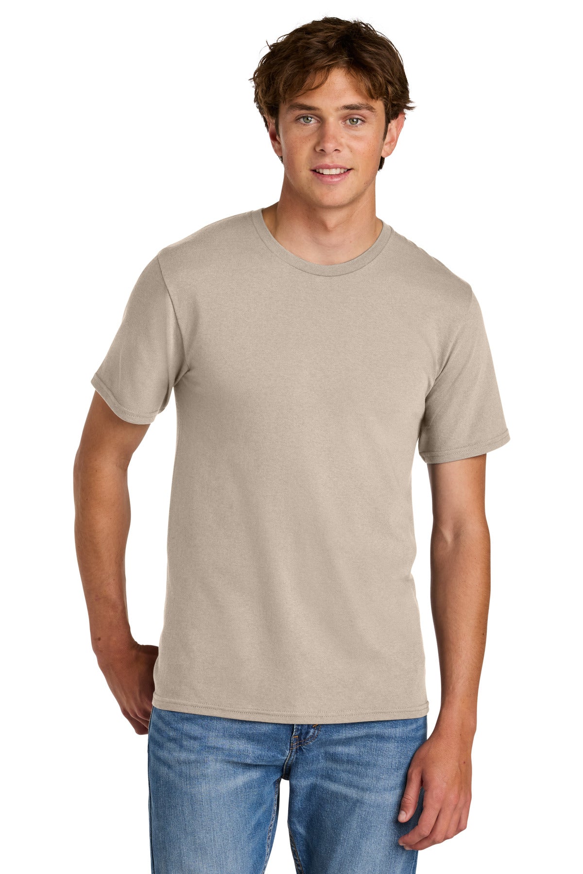 Port & Co Easy Cotton Tee - Light Sand