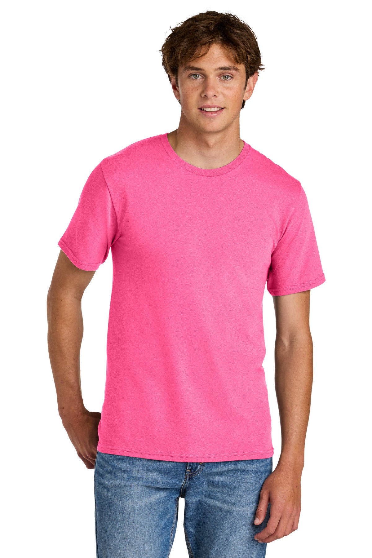 Port & Co Easy Cotton Tee - Neon Pink