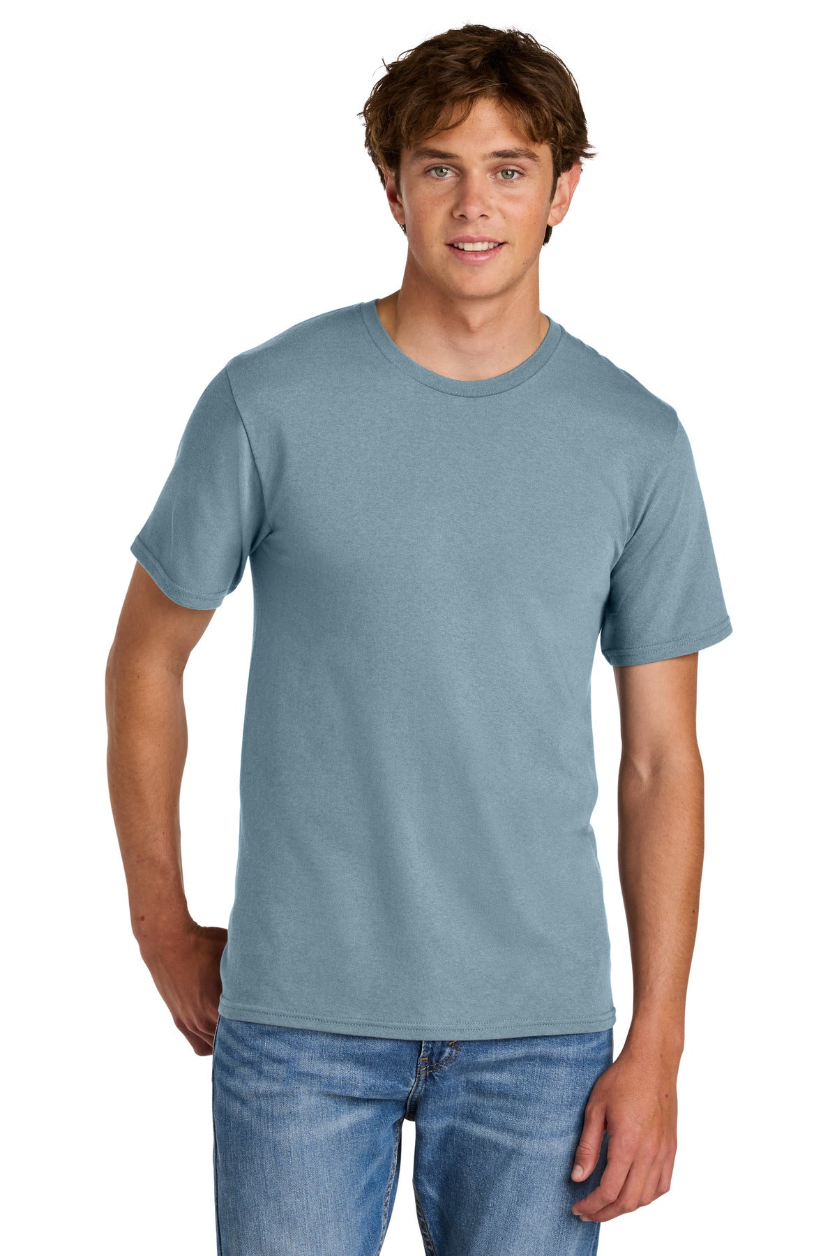 Port & Co Easy Cotton Tee - Stonewashed Blue