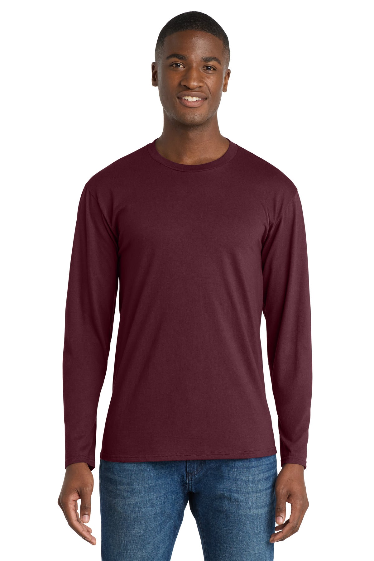 Port & Co Long Sleeve Fan Favorite Tee - Athletic Maroon