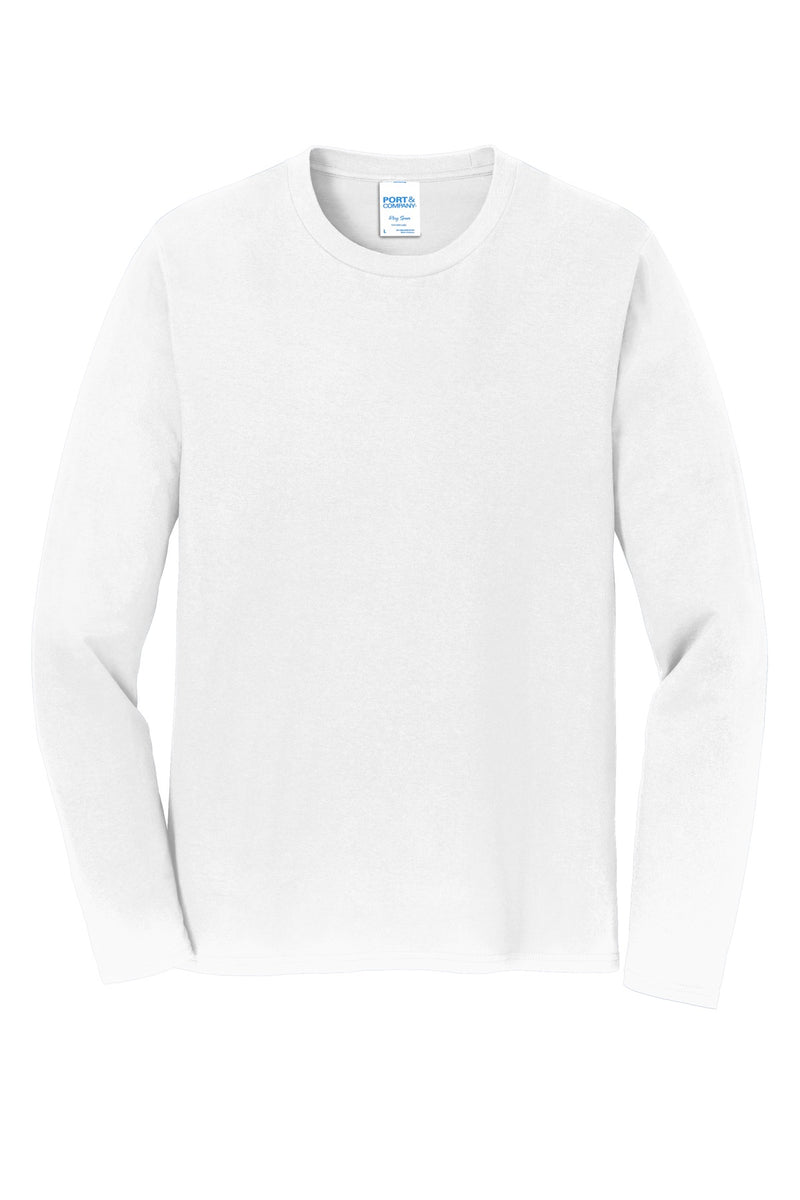 Port & Co Long Sleeve Fan Favorite Tee - White