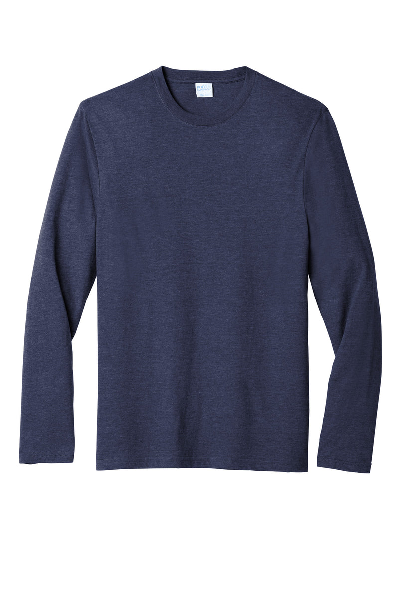Port & Co Long Sleeve Fan Favorite  Blend Tee - Team Navy Heather