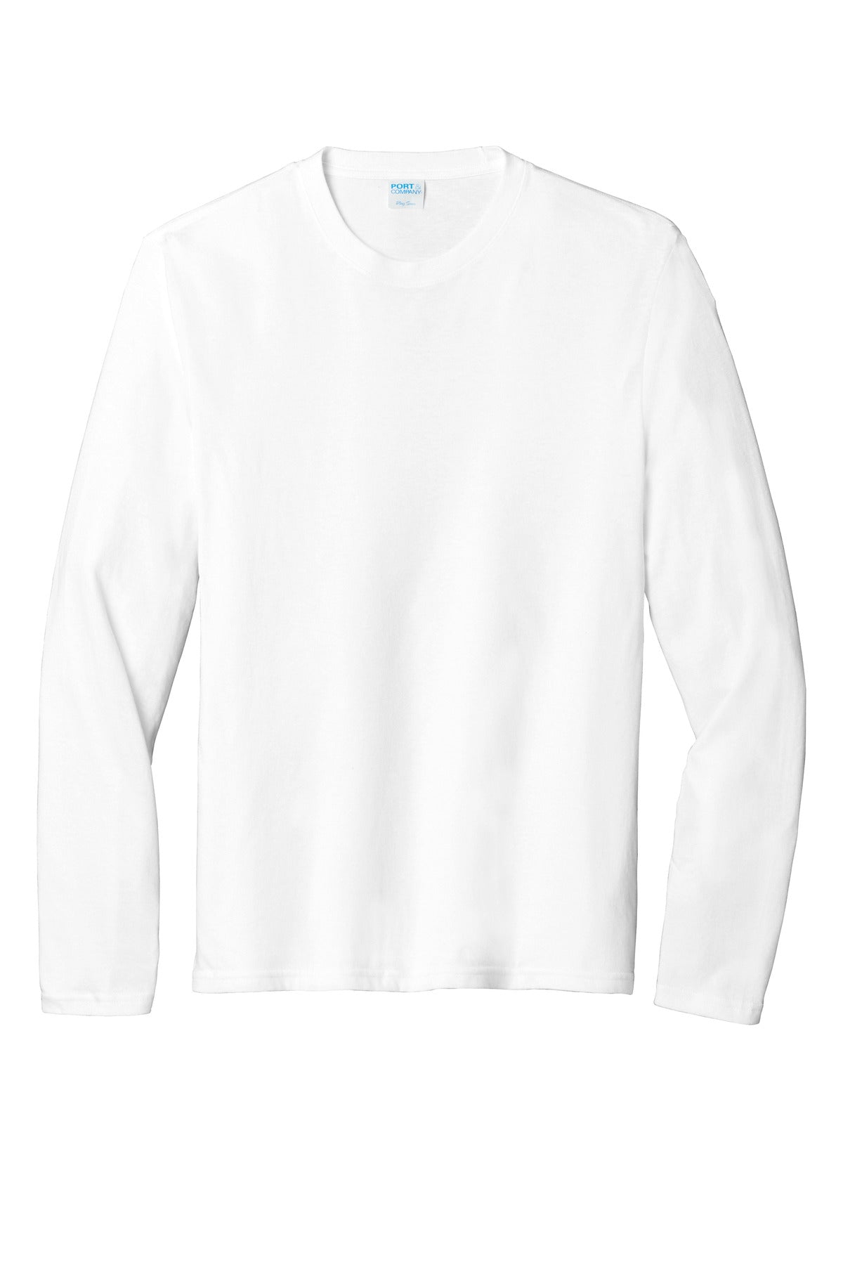Port & Co Long Sleeve Fan Favorite  Blend Tee - White