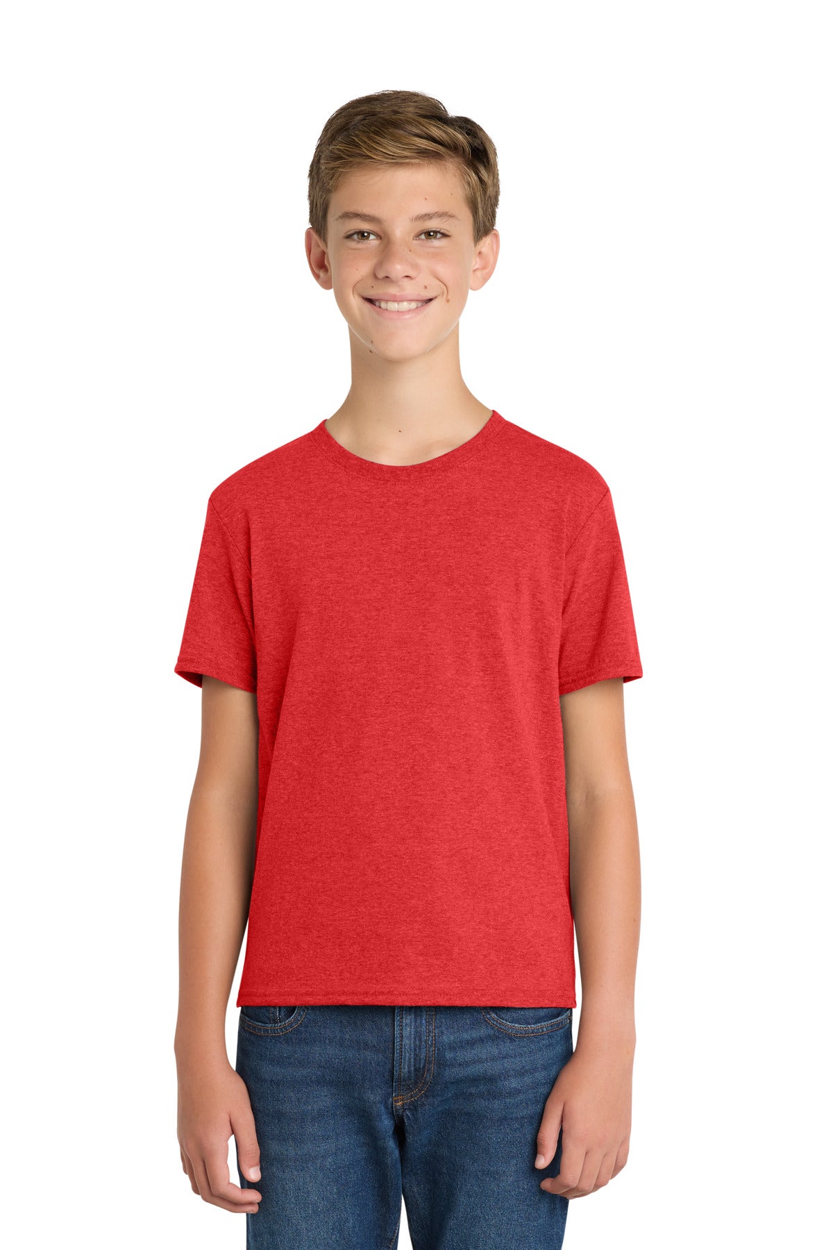Port & Co Youth Fan Favorite  Blend Tee - Bright Red Heather