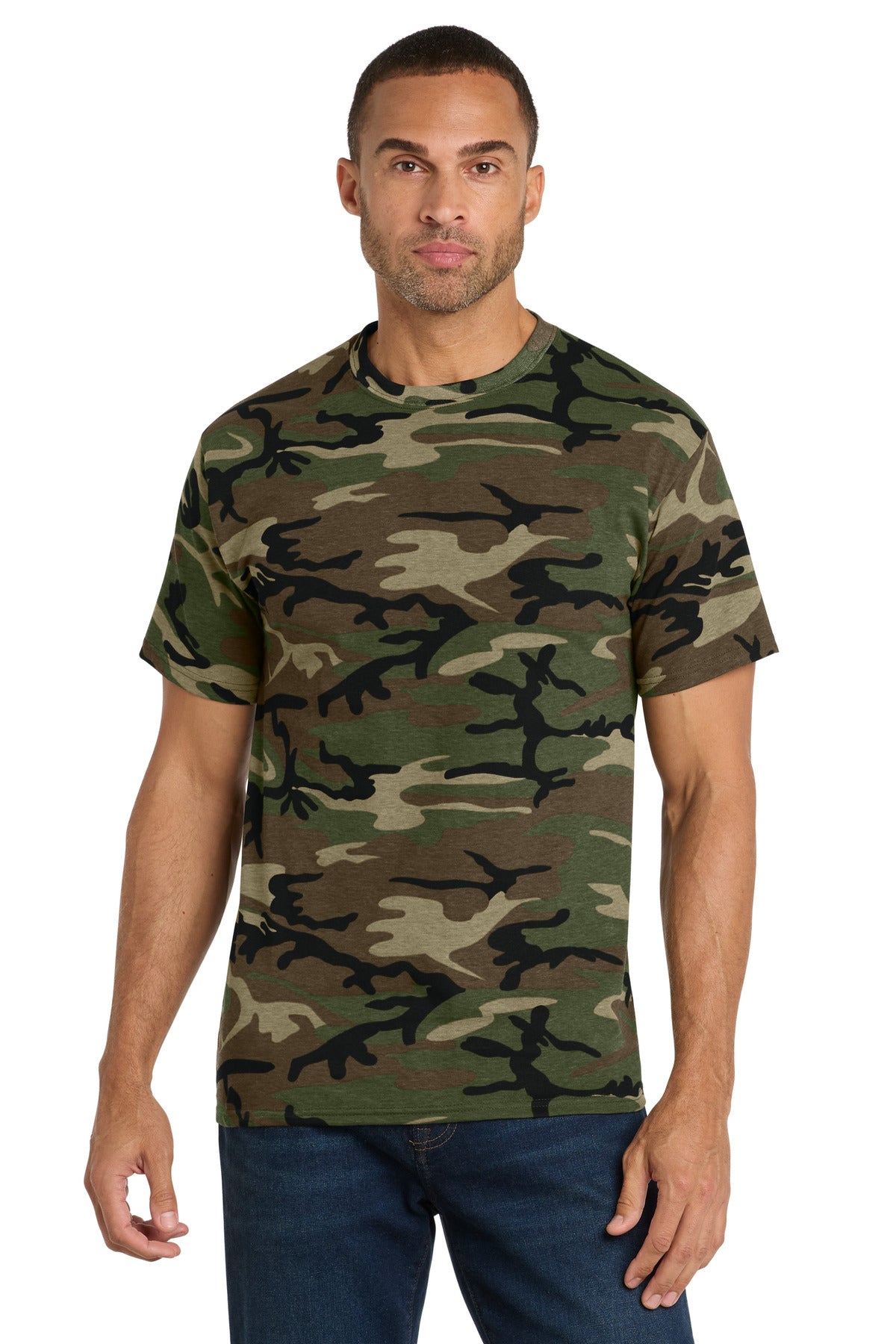 Port & Co Core Cotton Camo Tee - Military Camo