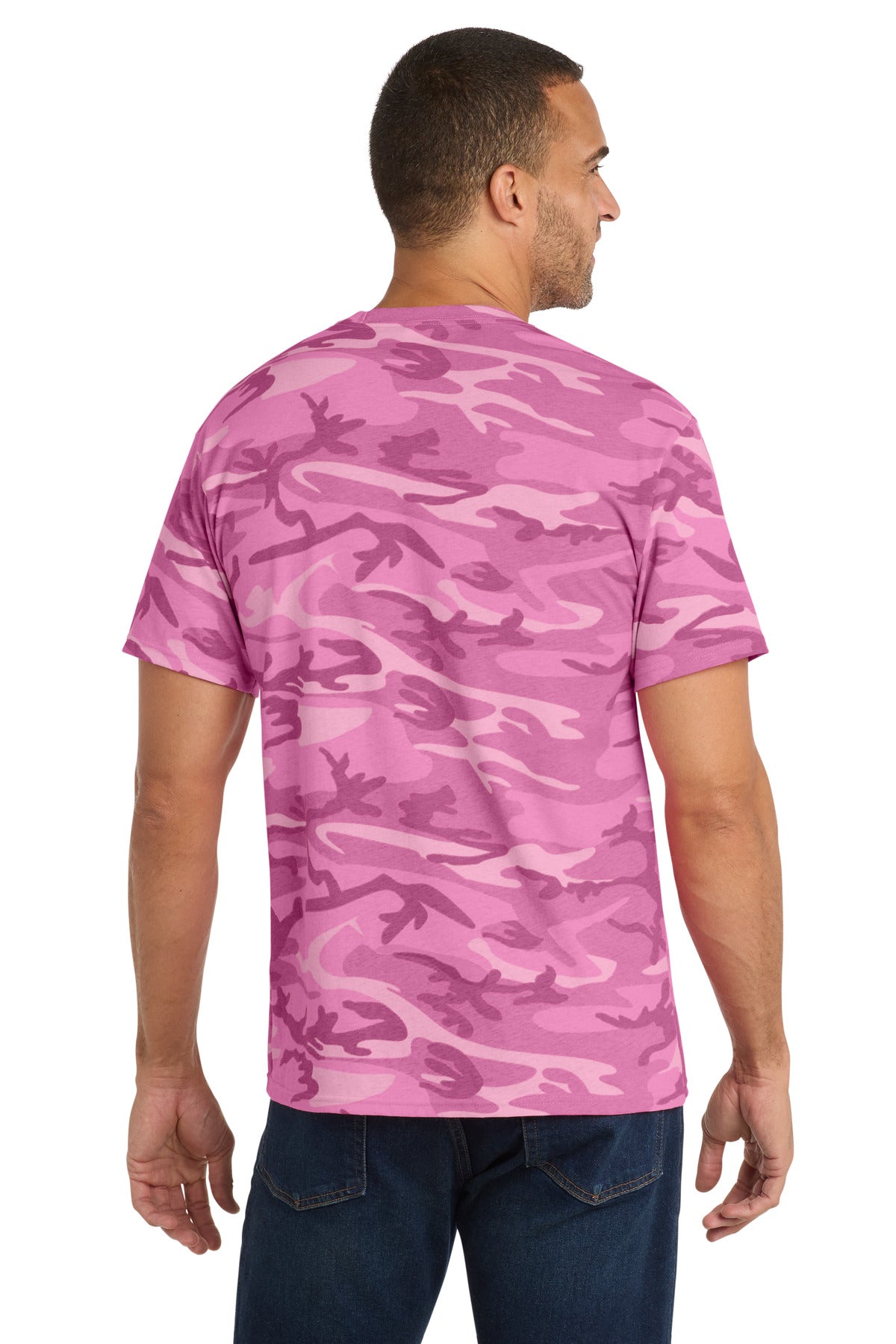 Port & Co Core Cotton Camo Tee - Pink Camo