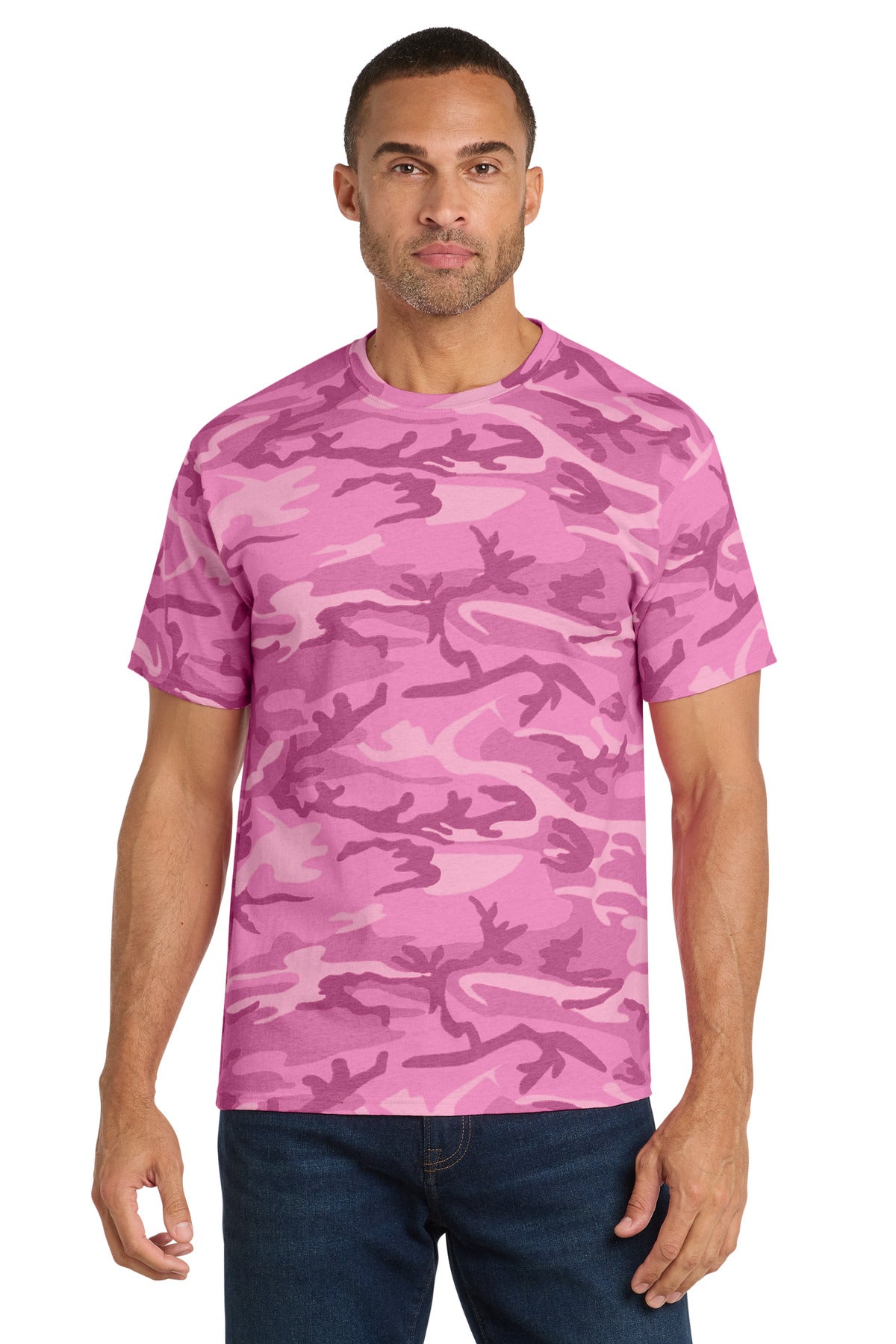 Port & Co Core Cotton Camo Tee - Pink Camo