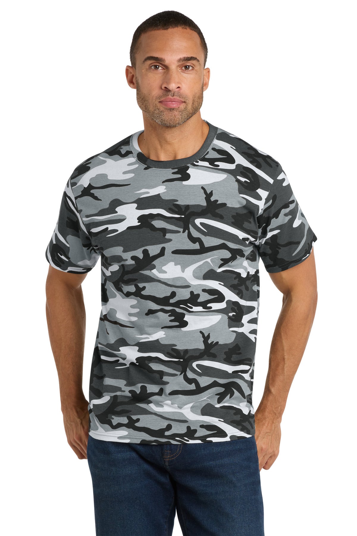 Port & Co Core Cotton Camo Tee - Winter Camo