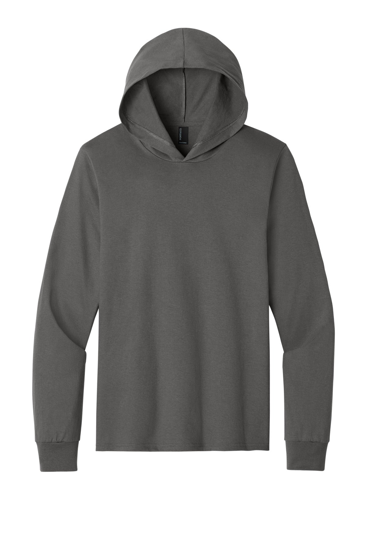 Port & Co Core Cotton Pullover Hooded Tee - Charcoal