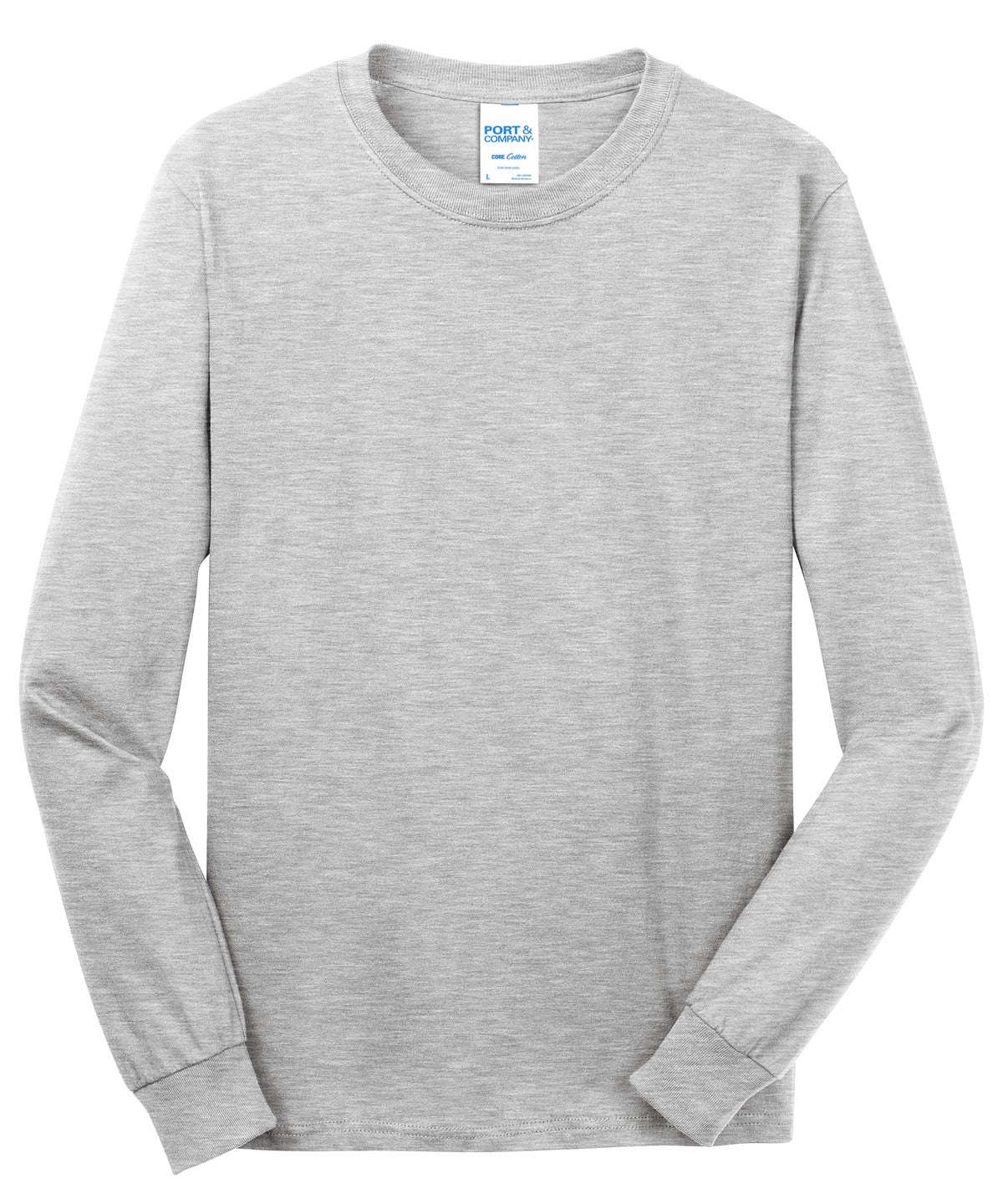 Port & Co Long Sleeve Core Cotton Tee - Ash