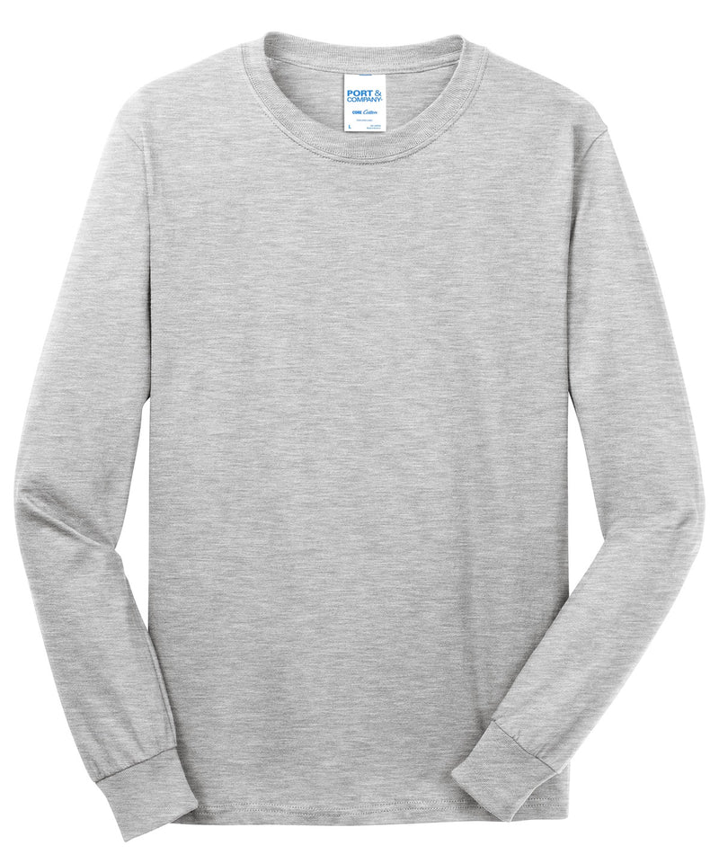 Port & Co Long Sleeve Core Cotton Tee - Ash
