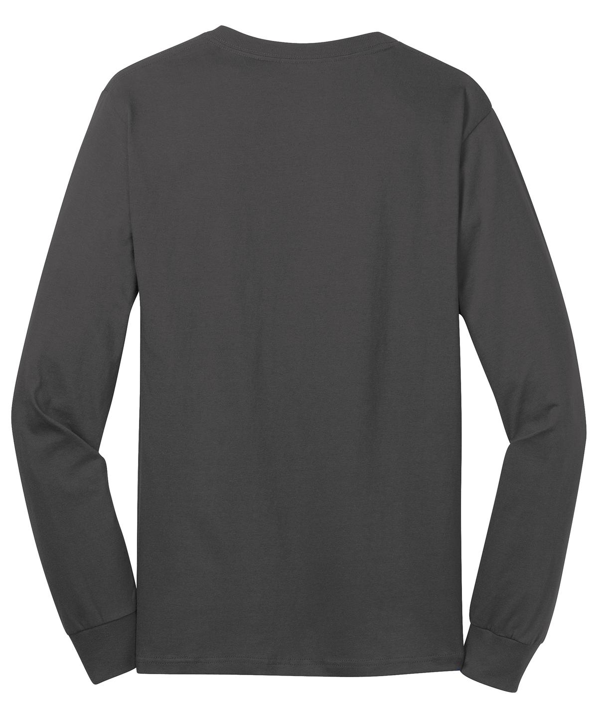 Port & Co Long Sleeve Core Cotton Tee - Charcoal