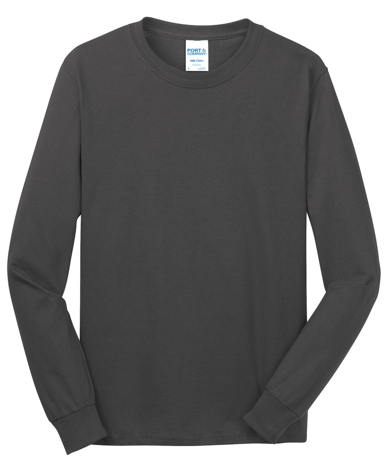 Port & Co Long Sleeve Core Cotton Tee - Charcoal