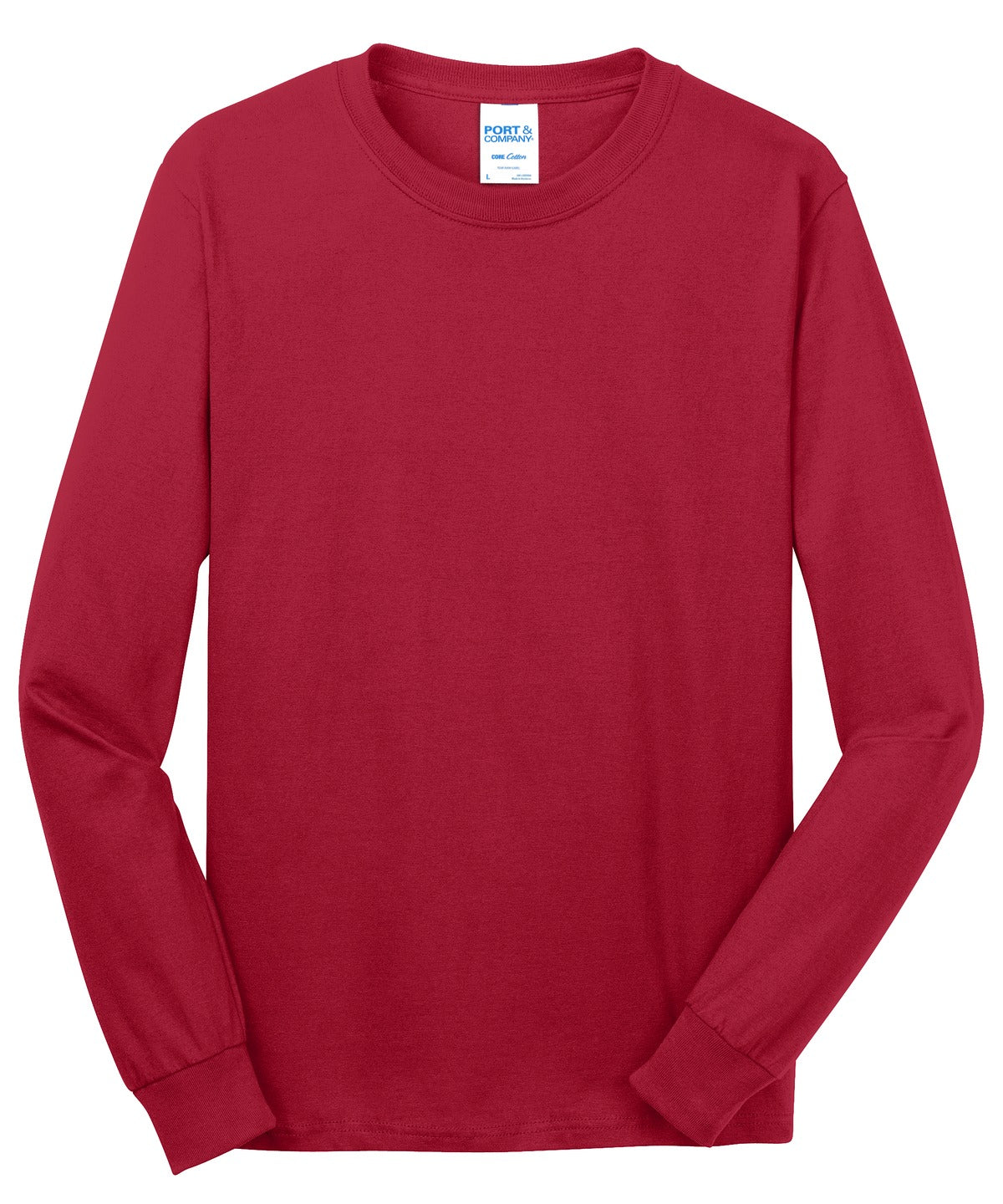 Port & Co Long Sleeve Core Cotton Tee - Red