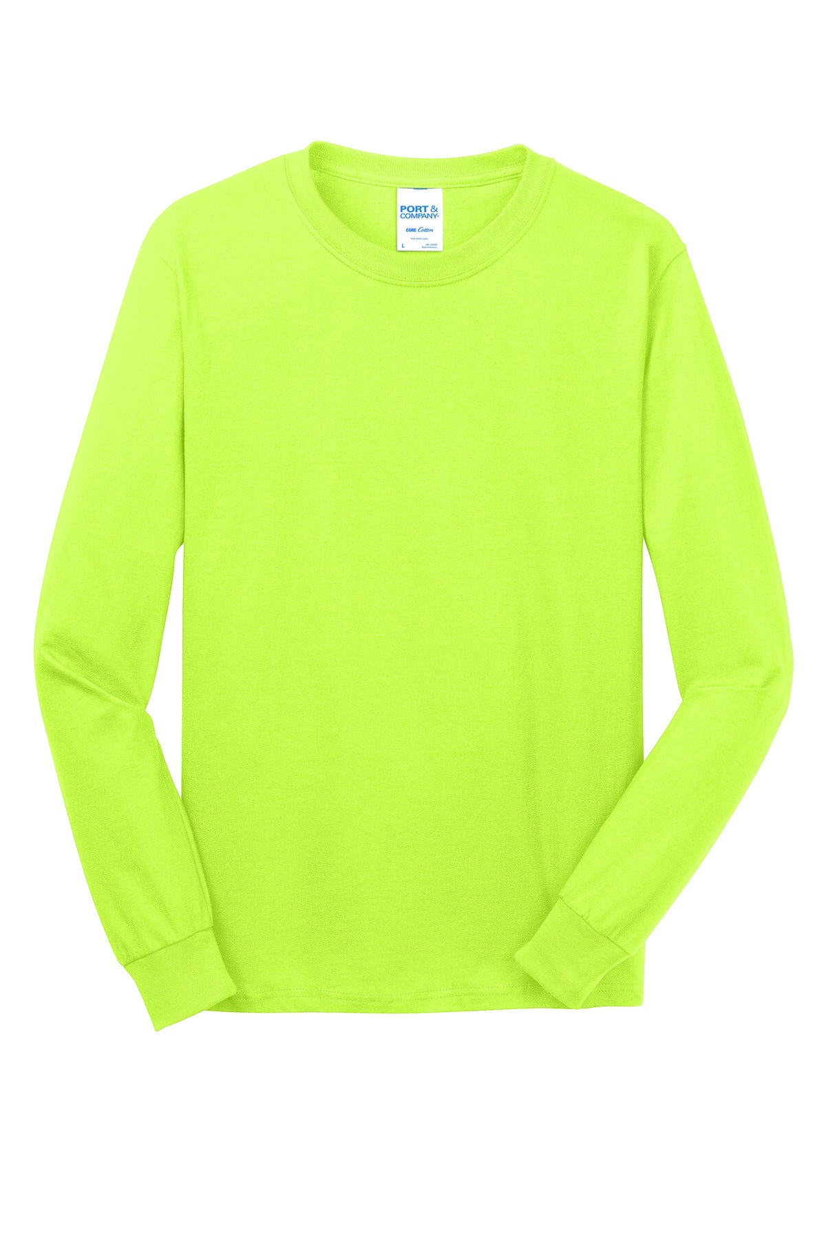 Port & Co Long Sleeve Core Cotton Tee - S. Green