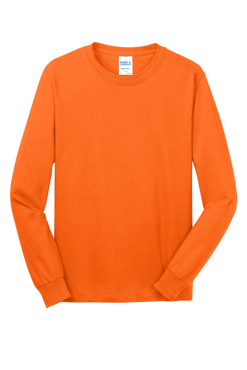 Port & Co Long Sleeve Core Cotton Tee - S. Orange