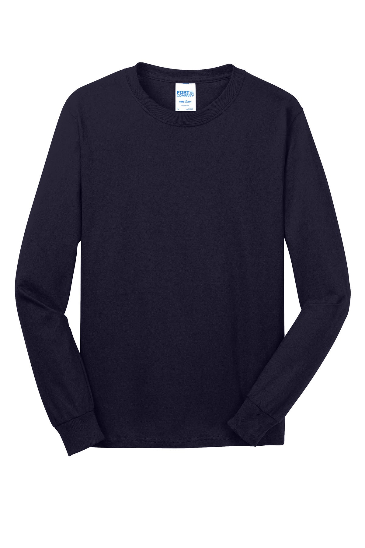 Port & Co Long Sleeve Core Cotton Tee - True Navy