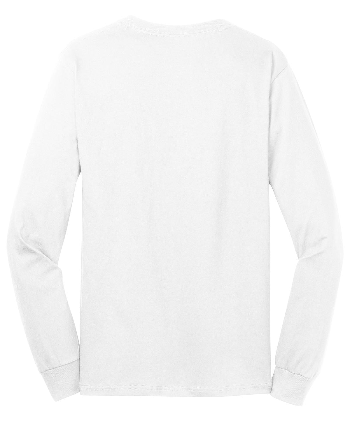 Port & Co Long Sleeve Core Cotton Tee - White