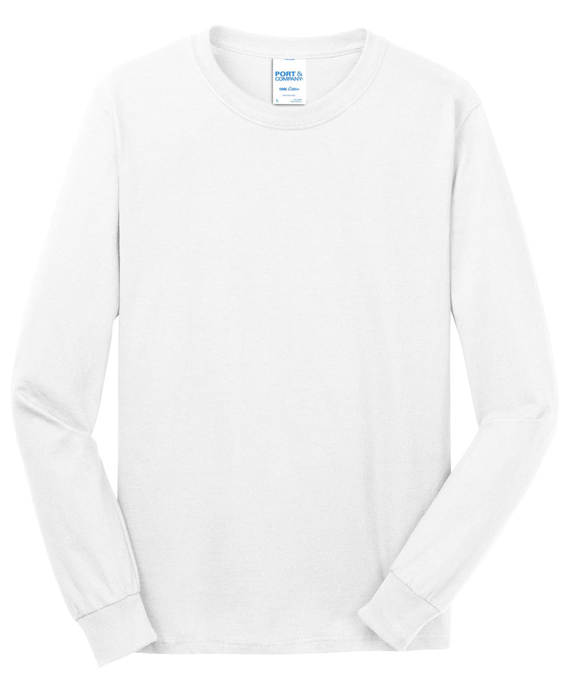 Port & Co Long Sleeve Core Cotton Tee - White