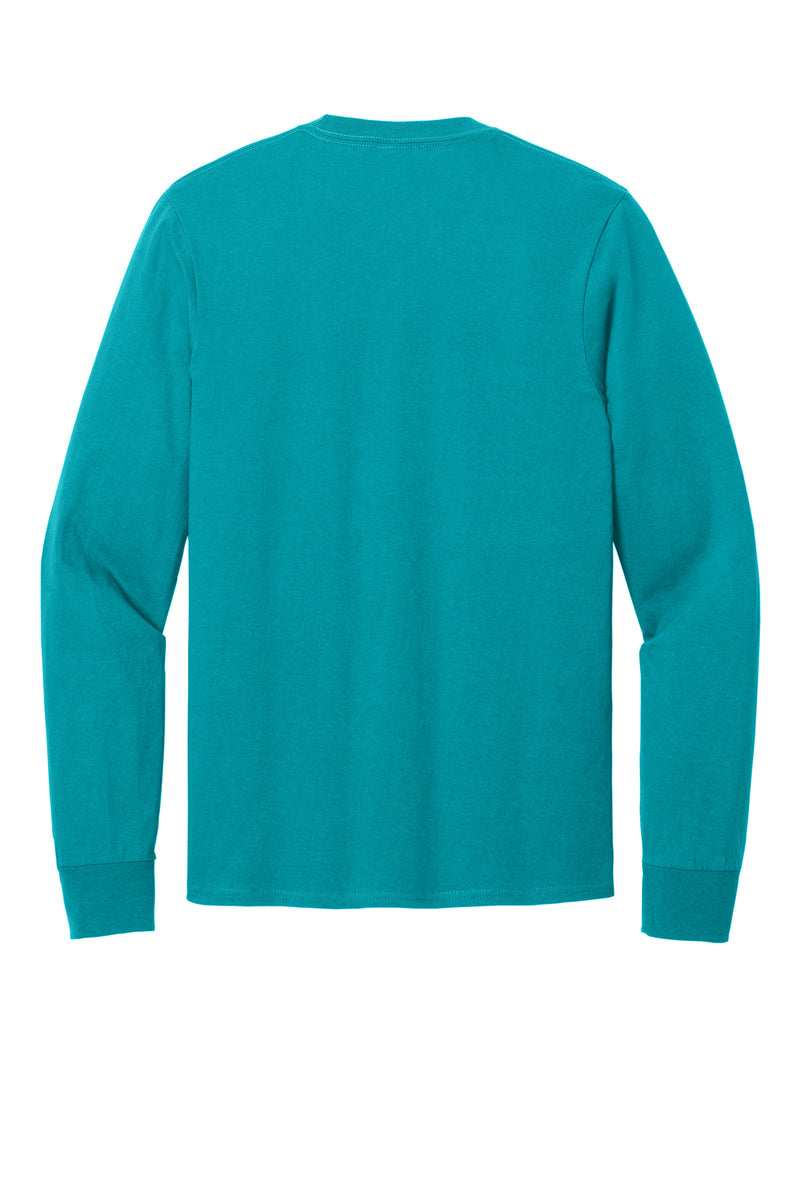 Port & Co Long Sleeve Core Cotton Tee - Aquatic Blue