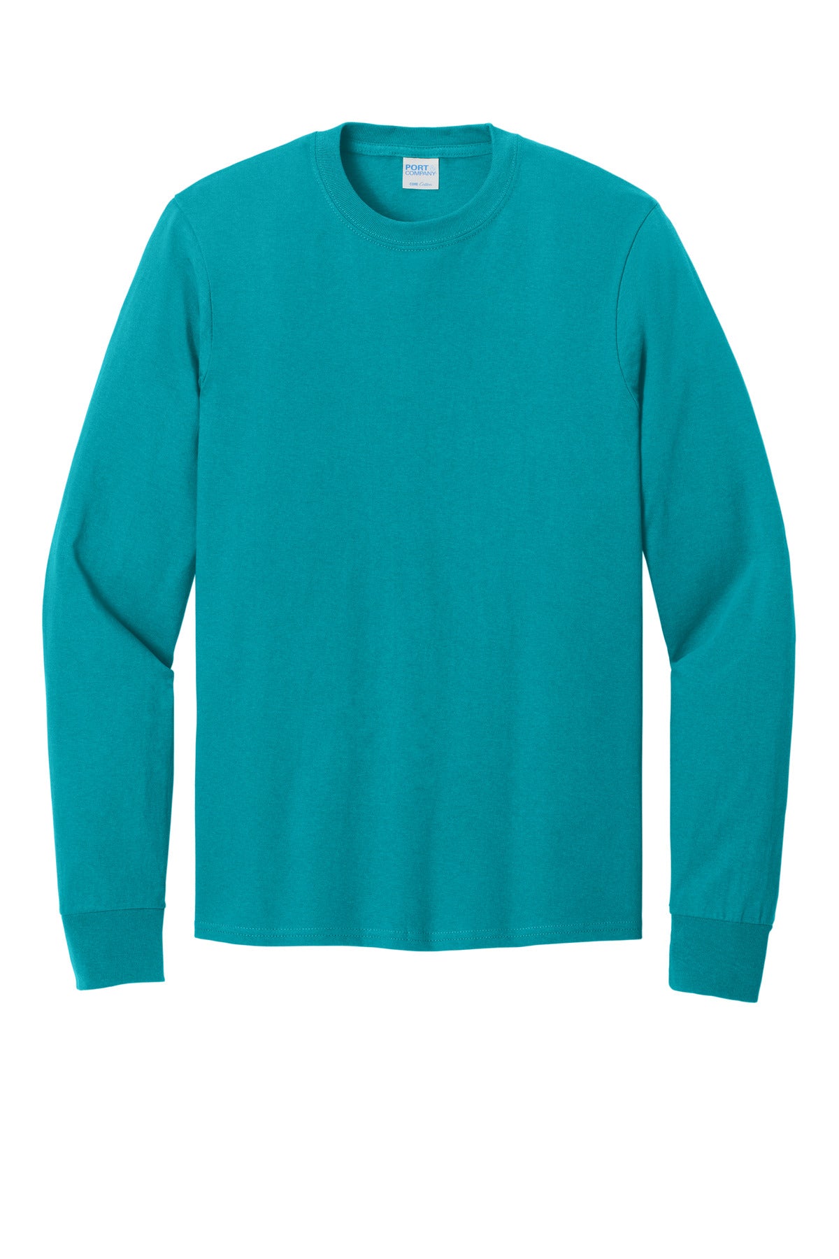 Port & Co Long Sleeve Core Cotton Tee - Aquatic Blue