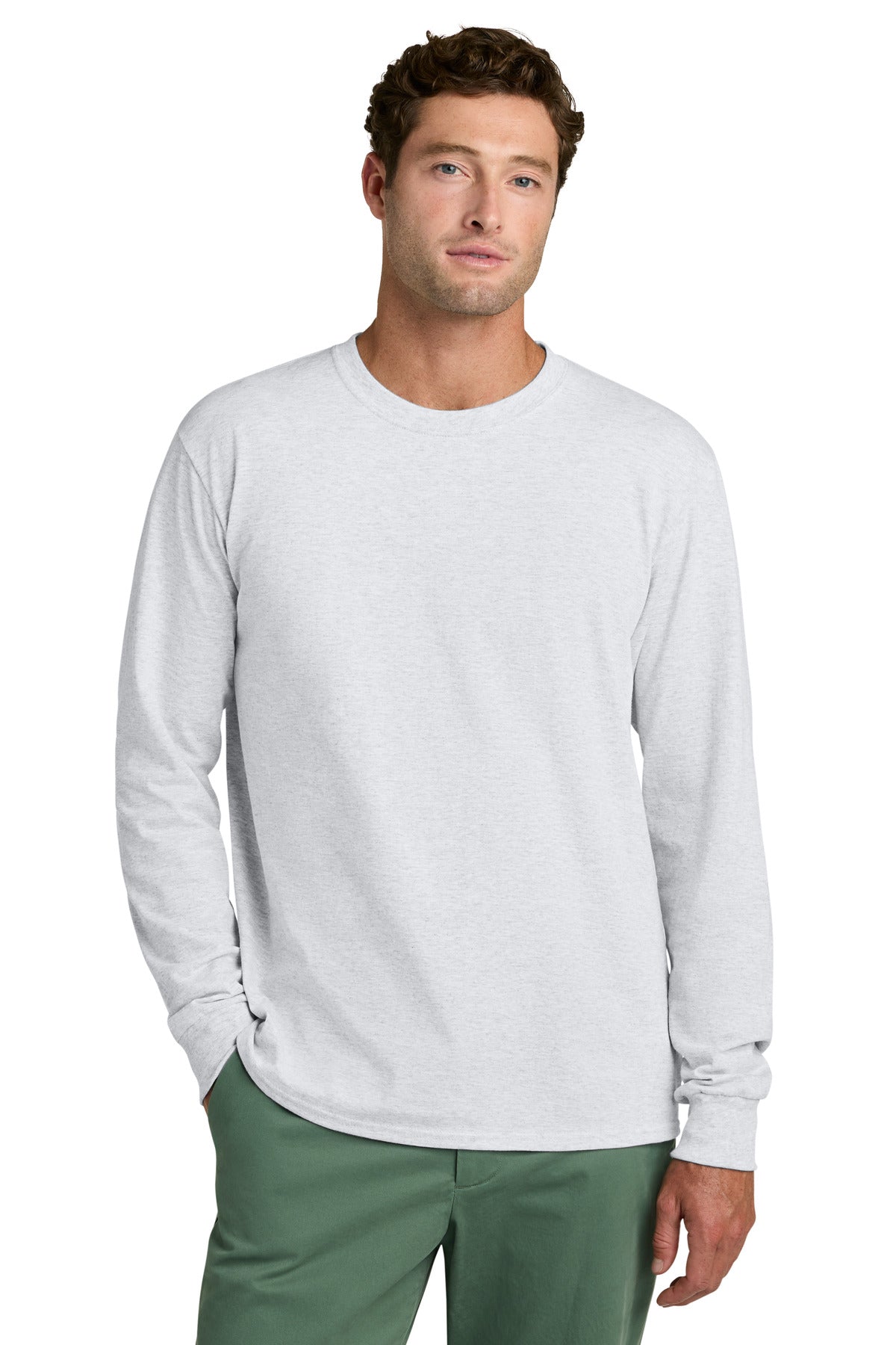 Port & Co Long Sleeve Core Cotton Tee - Ash