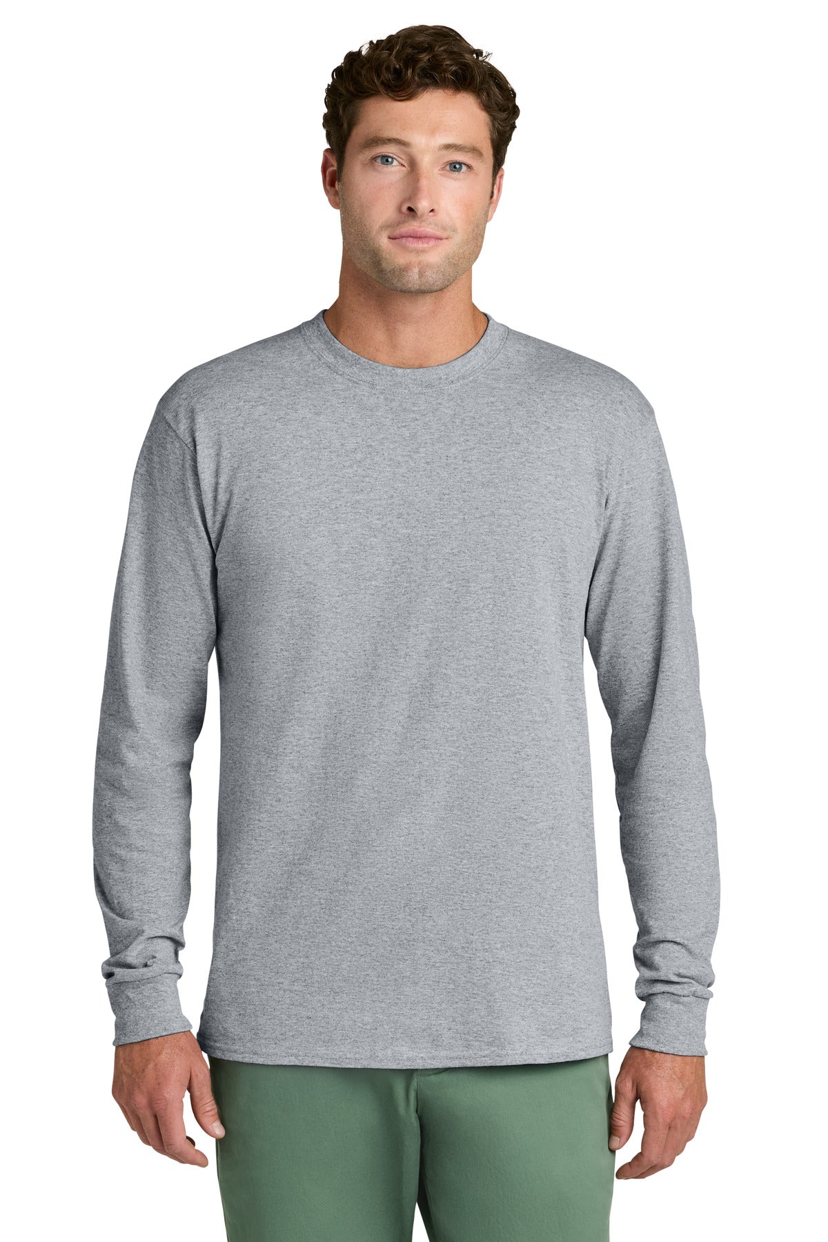 Port & Co Long Sleeve Core Cotton Tee - Athletic Heather
