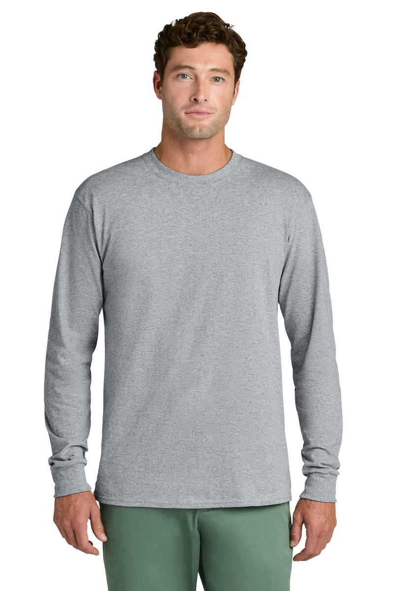 Port & Co Long Sleeve Core Cotton Tee - Athletic Heather