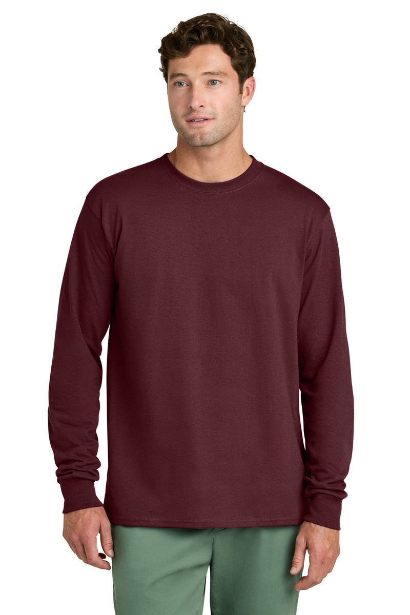 Port & Co Long Sleeve Core Cotton Tee - Athletic Maroon