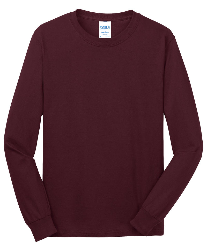 Port & Co Long Sleeve Core Cotton Tee - Athletic Maroon