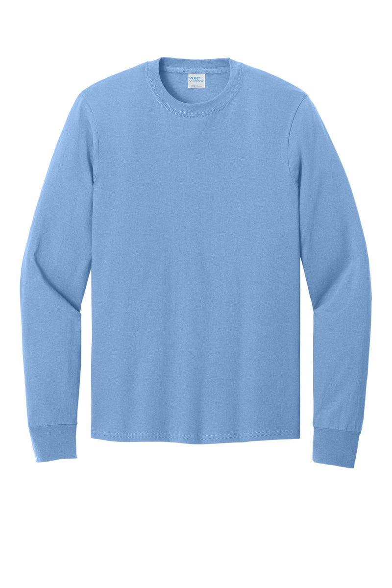 Port & Co Long Sleeve Core Cotton Tee - Carolina Blue