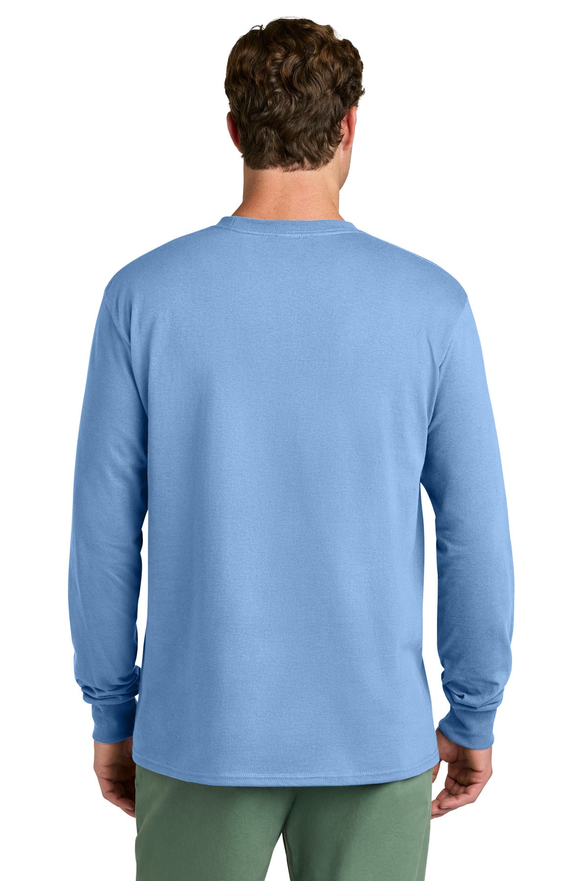 Port & Co Long Sleeve Core Cotton Tee - Carolina Blue
