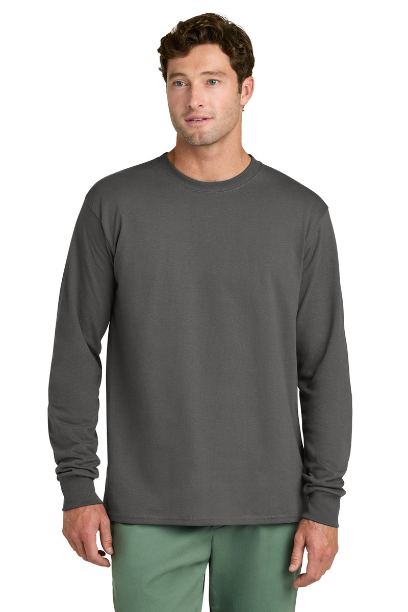 Port & Co Long Sleeve Core Cotton Tee - Charcoal