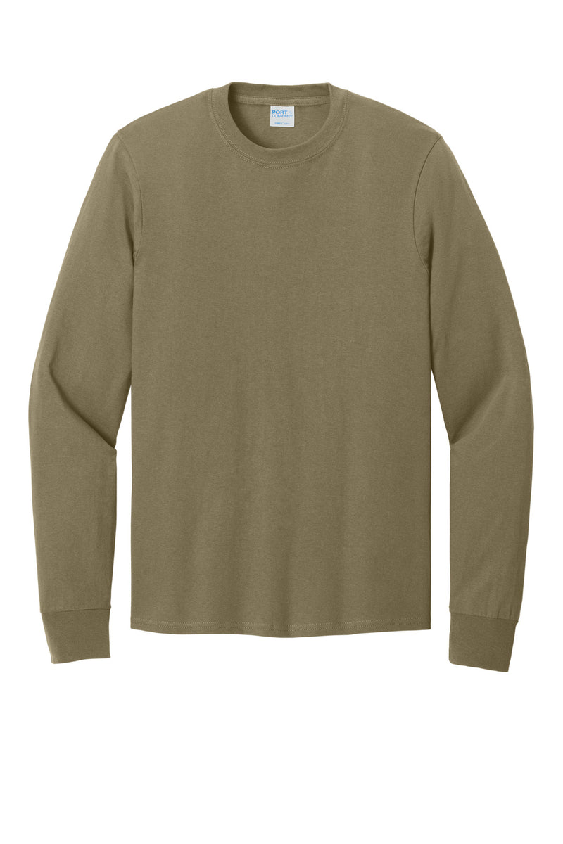 Port & Co Long Sleeve Core Cotton Tee - Coyote Brown