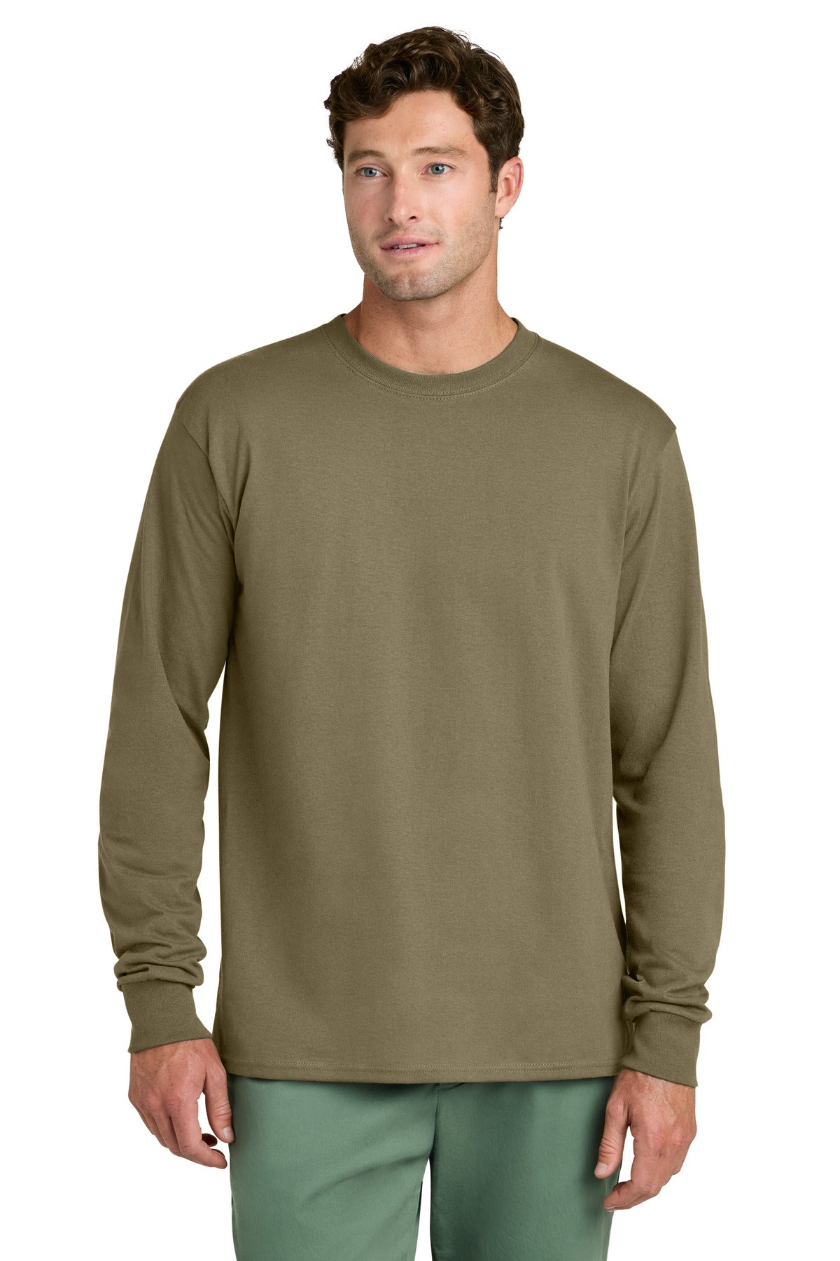 Port & Co Long Sleeve Core Cotton Tee - Coyote Brown