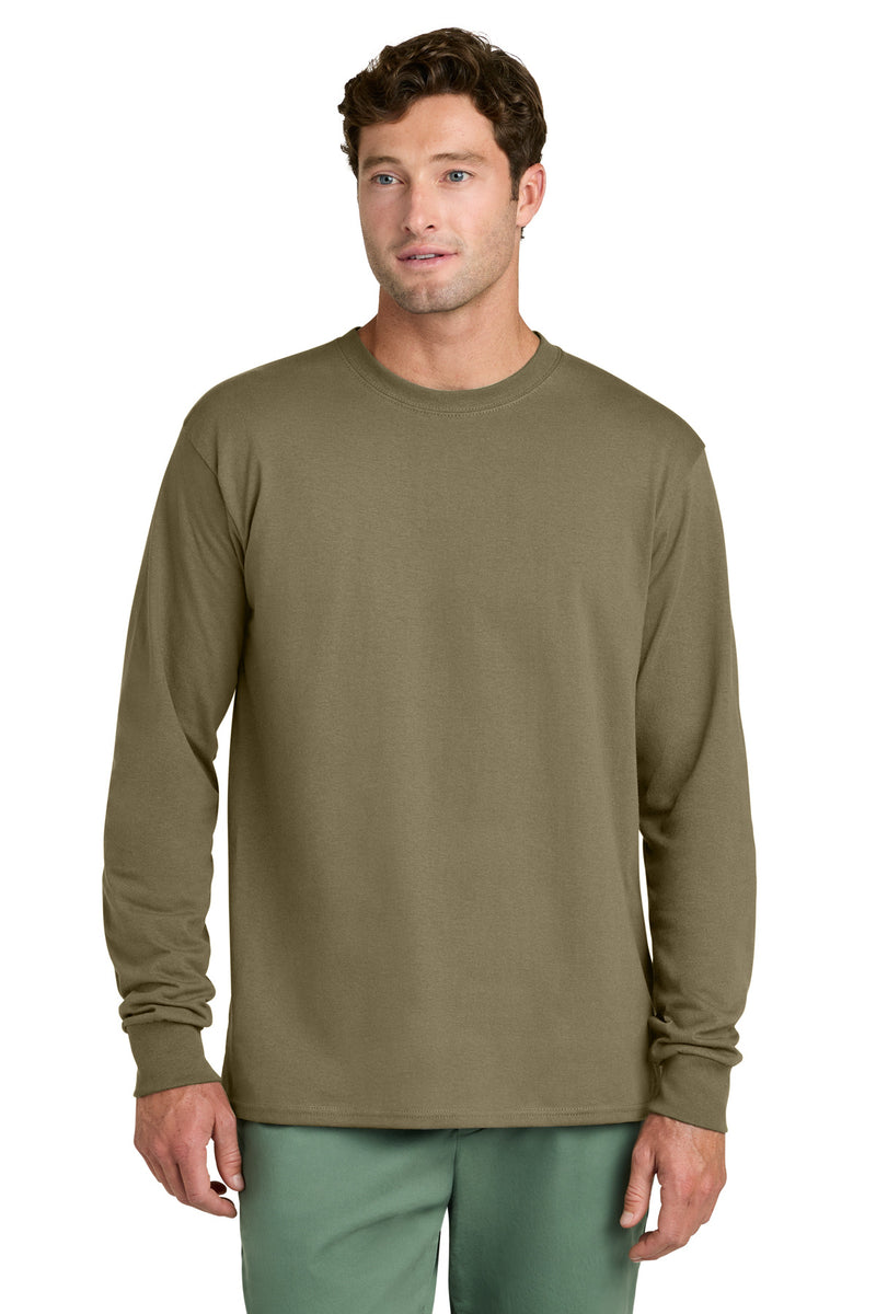 Port & Co Long Sleeve Core Cotton Tee - Coyote Brown