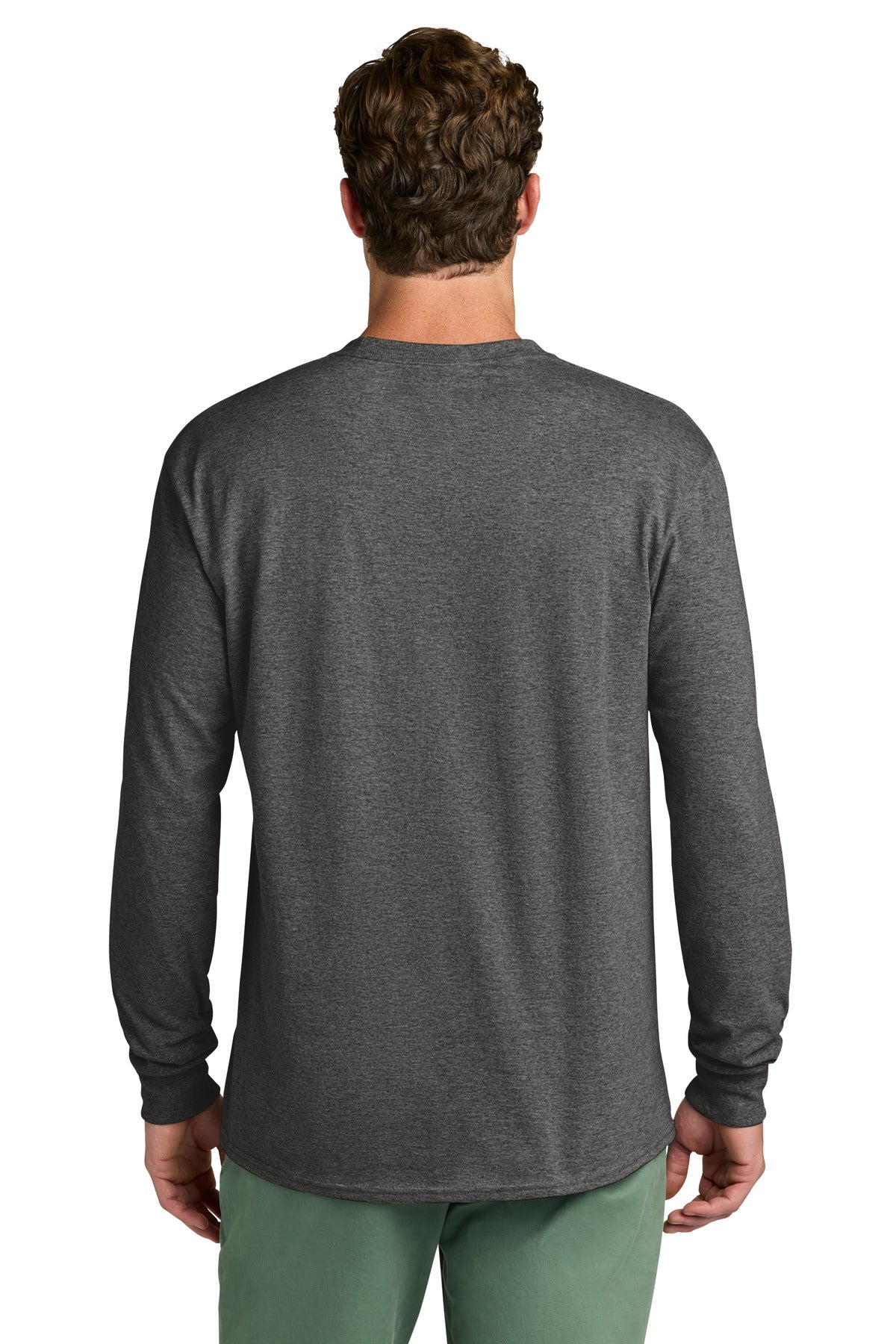 Port & Co Long Sleeve Core Cotton Tee - Dark Heather Grey