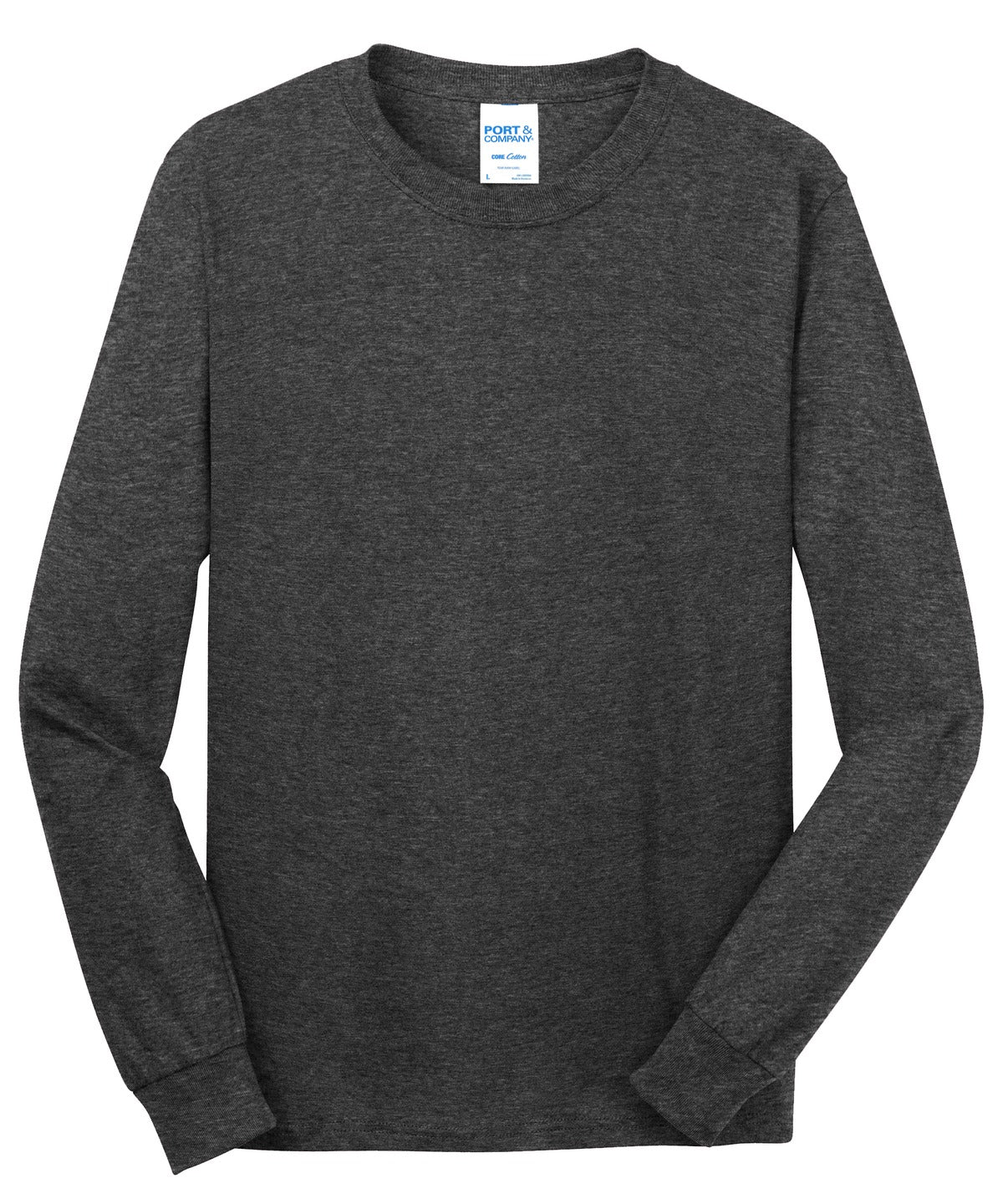 Port & Co Long Sleeve Core Cotton Tee - Dark Heather Grey