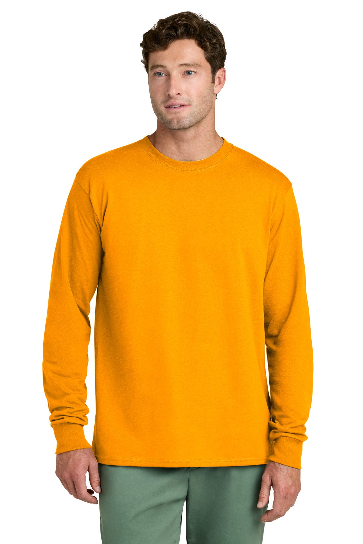 Port & Co Long Sleeve Core Cotton Tee - Gold
