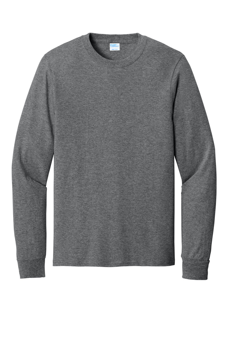 Port & Co Long Sleeve Core Cotton Tee - Graphite Heather