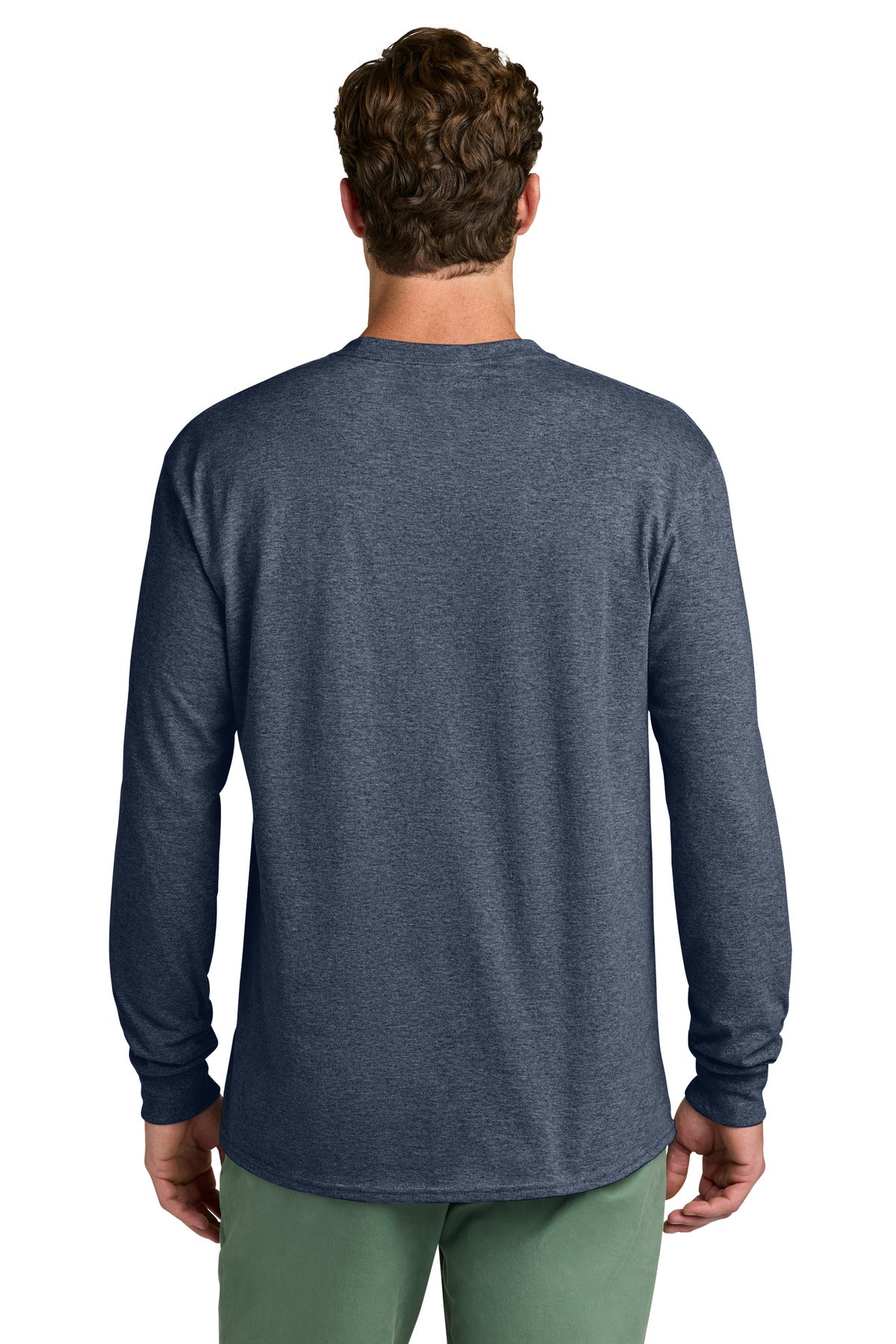 Port & Co Long Sleeve Core Cotton Tee - Heather Navy