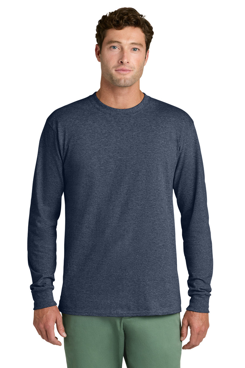 Port & Co Long Sleeve Core Cotton Tee - Heather Navy