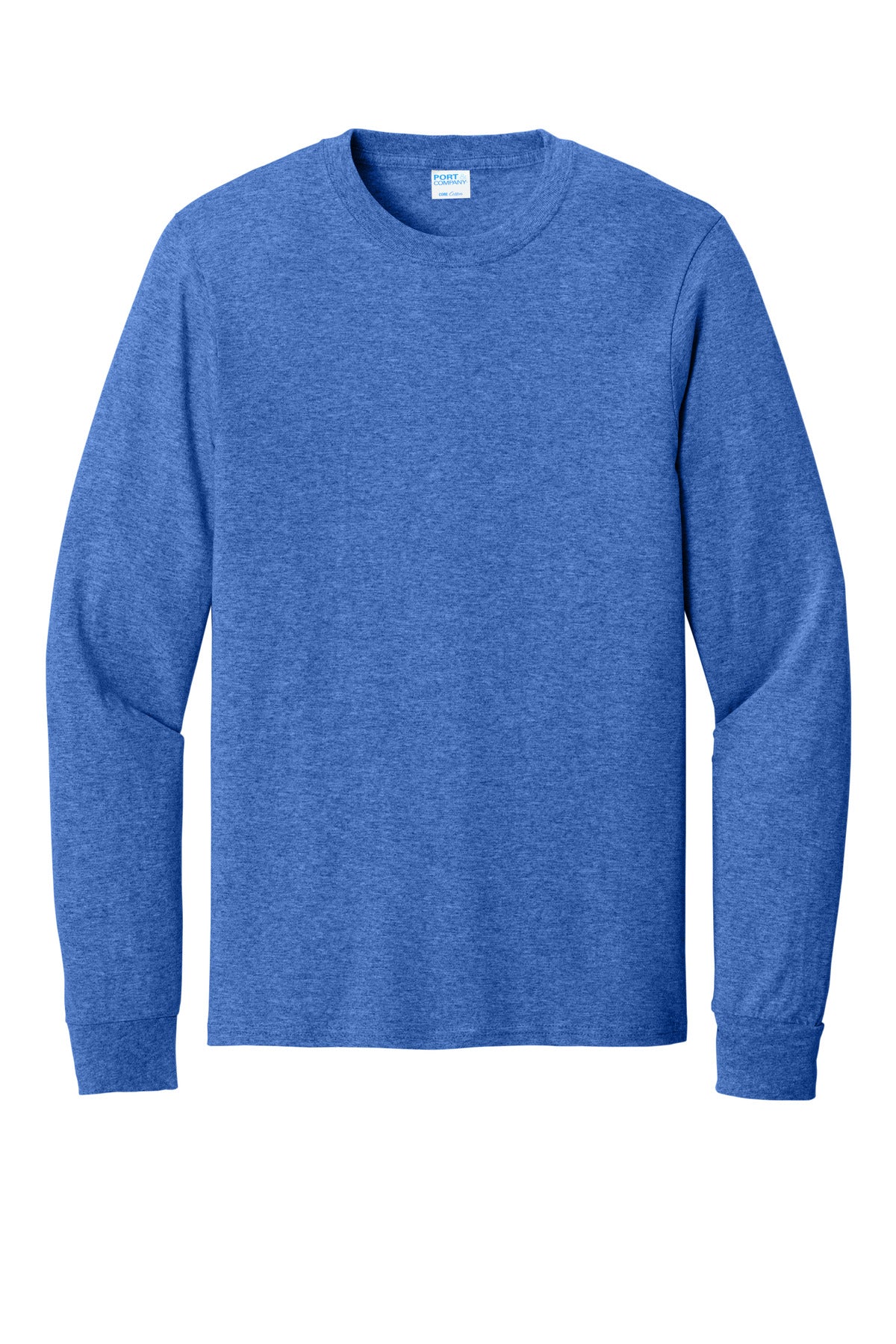 Port & Co Long Sleeve Core Cotton Tee - Heather Royal