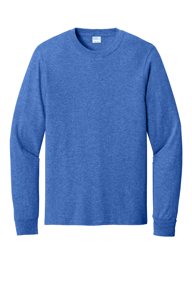 Port & Co Long Sleeve Core Cotton Tee - Heather Royal