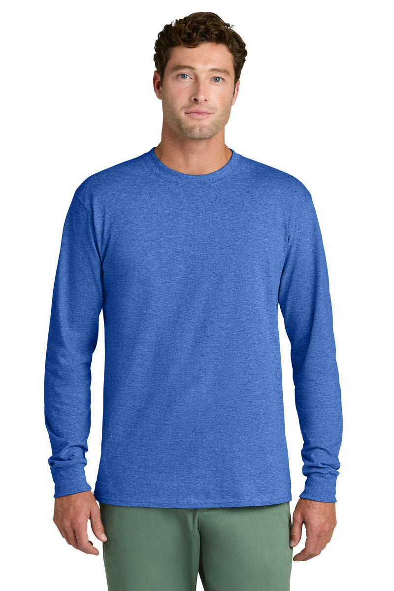 Port & Co Long Sleeve Core Cotton Tee - Heather Royal