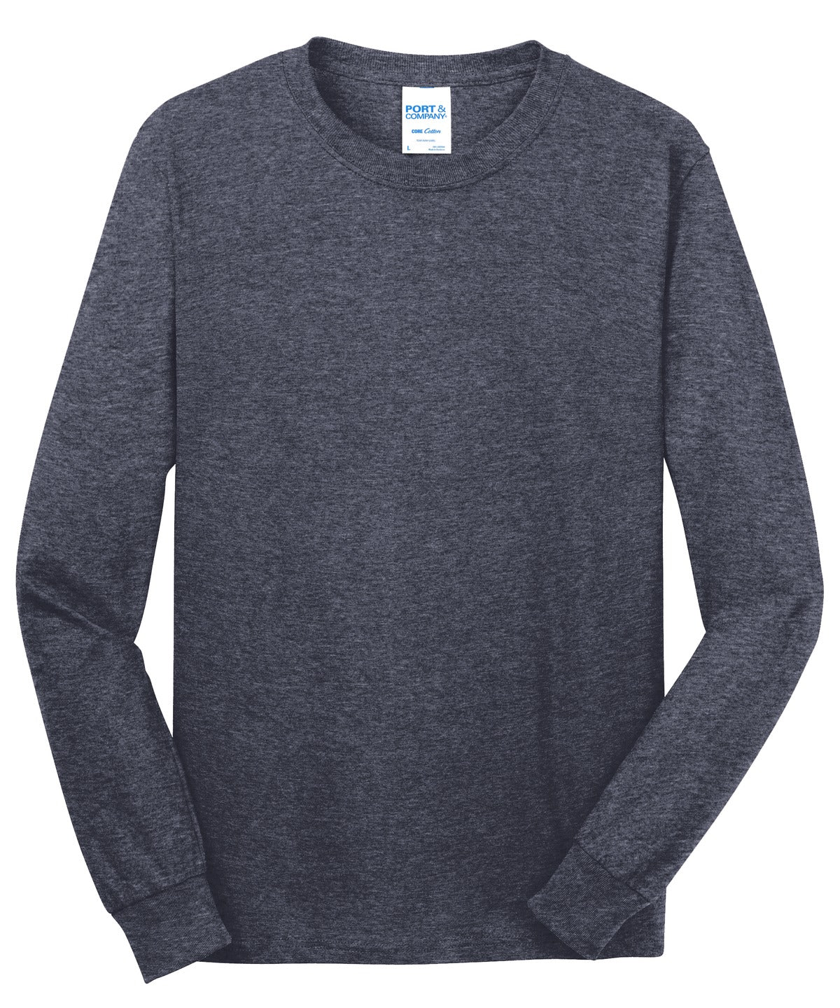 Port & Co Long Sleeve Core Cotton Tee - Heather Navy