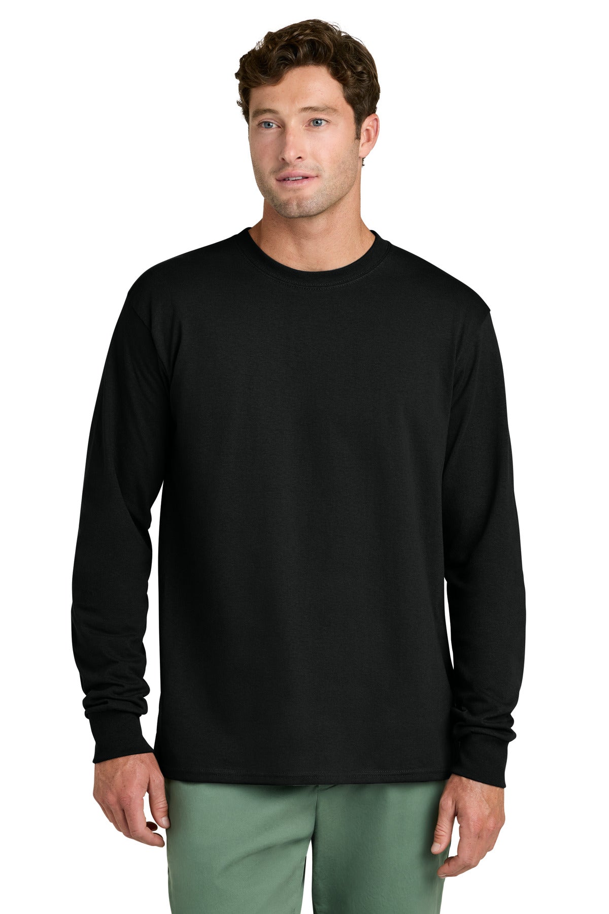 Port & Co Long Sleeve Core Cotton Tee - Jet Black