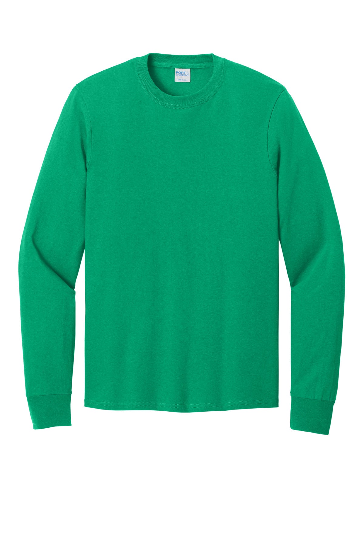 Port & Co Long Sleeve Core Cotton Tee - Kelly flat front