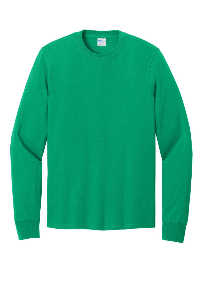 Port & Co Long Sleeve Core Cotton Tee - Kelly flat front