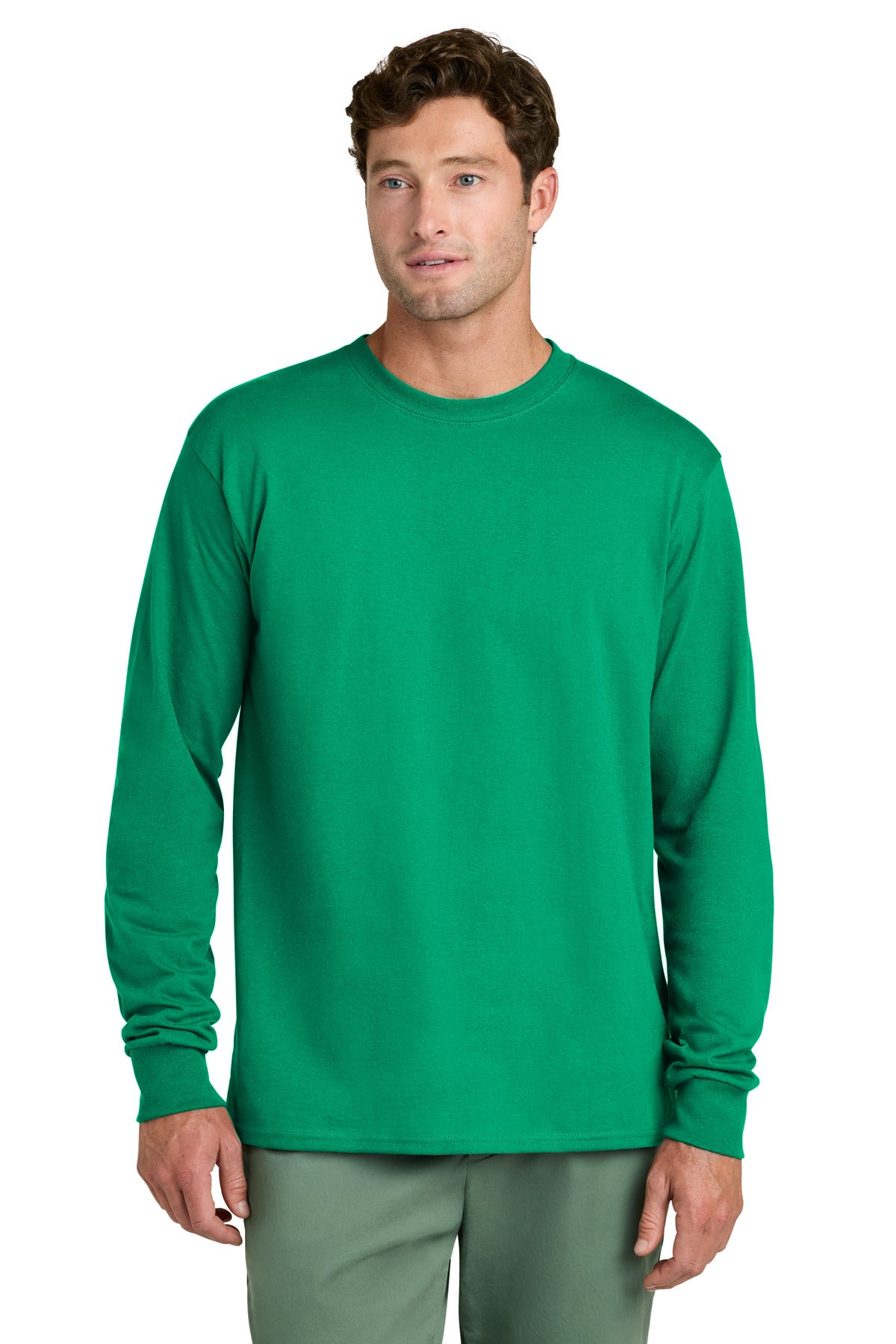 Port & Co Long Sleeve Core Cotton Tee - Kelly